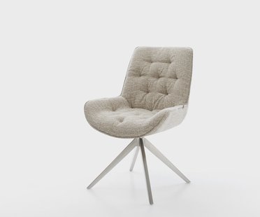 DELIFE Draaistoel Taimi-Flex geweven stof beige kruisframe breed roestvrij staal 360° draaibaar rocker-functie