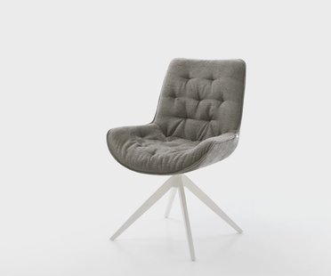 DELIFE Draaistoel Taimi-Flex bouclé zacht mud kruisframe breed wit 360° draaibaar rocker-functie