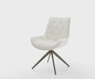 DELIFE Draaistoel Taimi-Flex bouclé zacht beige kruisframe breed afwerking met titanium 360° draaibaar rocker-functie