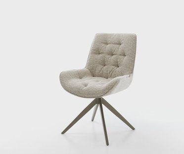 DELIFE Draaistoel Taimi-Flex geweven stof beige kruisframe breed afwerking met titanium 360° draaibaar rocker-functie