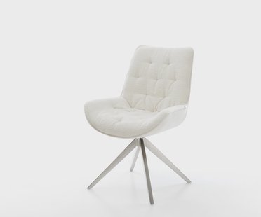 DELIFE Draaistoel Taimi-Flex bouclé zacht beige kruisframe breed roestvrij staal 360° draaibaar rocker-functie