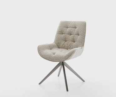 DELIFE Draaistoel Taimi-Flex geweven stof beige kruisframe breed grafiet 360° draaibaar rocker-functie