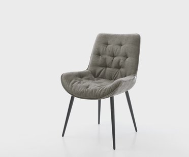 DELIFE Eetkamerstoel Taimi-Flex bouclé zacht mud 4-poot conisch zwart