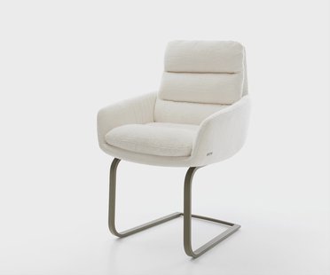 DELIFE Sledemodel Abelia-Flex met armleuning bouclé zacht beige sledemodel vlak afwerking met titanium