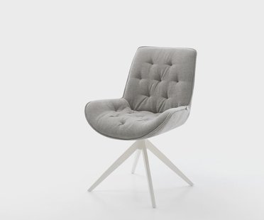 DELIFE Draaistoel Taimi-Flex zachte stof met structuur grijs kruisframe breed wit 360° draaibaar rocker-functie