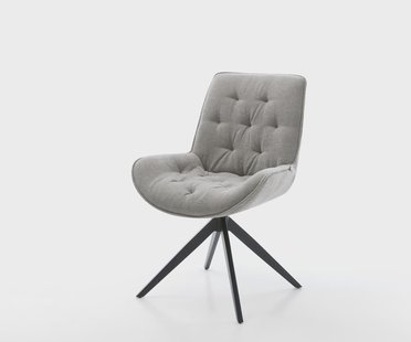 DELIFE Draaistoel Taimi-Flex zachte stof met structuur grijs kruisframe breed zwart 360° draaibaar rocker-functie