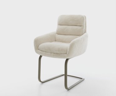 DELIFE Sledemodel Abelia-Flex met armleuning pluchen crème-wit sledemodel vlak afwerking met titanium