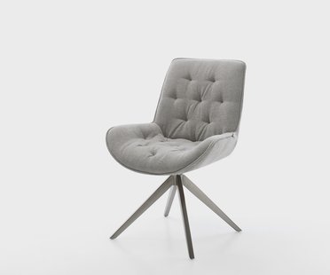 DELIFE Draaistoel Taimi-Flex zachte stof met structuur grijs kruisframe breed grafiet 360° draaibaar rocker-functie