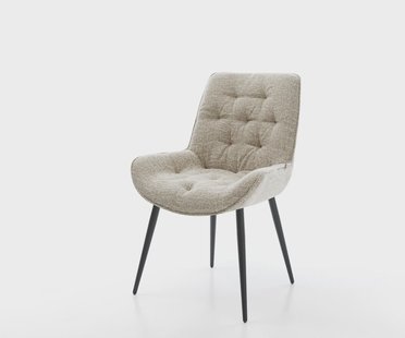 DELIFE Eetkamerstoel Taimi-Flex geweven stof beige 4-poot conisch zwart