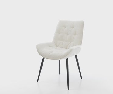 DELIFE Eetkamerstoel Taimi-Flex bouclé zacht beige 4-poot conisch zwart