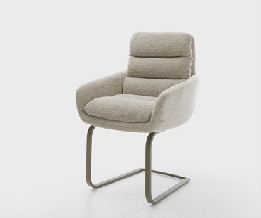 DELIFE Sledemodel Abelia-Flex met armleuning geweven stof beige sledemodel vlak afwerking met titanium