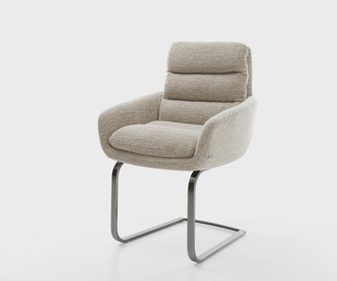 DELIFE Sledemodel Abelia-Flex met armleuning geweven stof beige sledemodel vlak grafiet