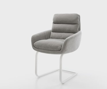 DELIFE Sledemodel Abelia-Flex met armleuning zachte stof met structuur grijs sledemodel vlak wit