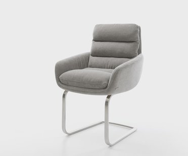 DELIFE Sledemodel Abelia-Flex met armleuning zachte stof met structuur grijs sledemodel vlak roestvrij staal