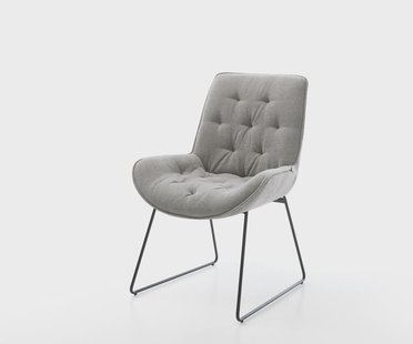 DELIFE Eetkamerstoel Taimi-Flex zachte stof met structuur grijs slipframe zwart