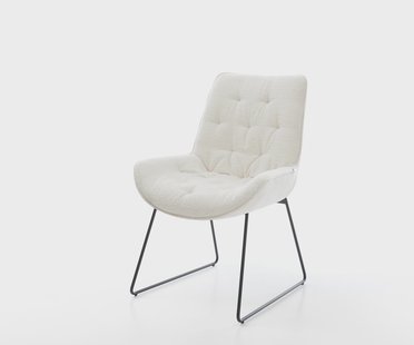 DELIFE Eetkamerstoel Taimi-Flex bouclé zacht beige slipframe zwart