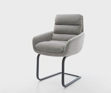 DELIFE Sledemodel Abelia-Flex met armleuning zachte stof met structuur grijs sledemodel vlak zwart