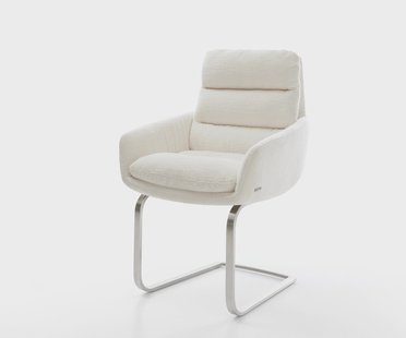 DELIFE Sledemodel Abelia-Flex met armleuning bouclé zacht beige sledemodel vlak roestvrij staal