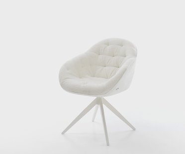DELIFE Draaistoel Gaio-Flex bouclé zacht beige kruisframe breed wit 360° draaibaar rocker-functie