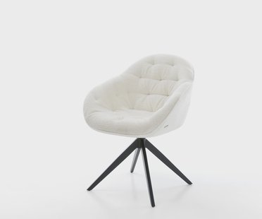 DELIFE Draaistoel Gaio-Flex bouclé zacht beige kruisframe breed zwart 360° draaibaar rocker-functie
