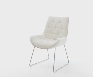 DELIFE Eetkamerstoel Taimi-Flex bouclé zacht beige slipframe roestvrij staal