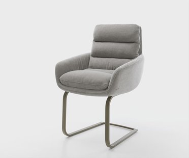 DELIFE Sledemodel Abelia-Flex met armleuning zachte stof met structuur grijs sledemodel vlak afwerking met titanium