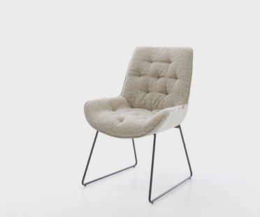 DELIFE Eetkamerstoel Taimi-Flex geweven stof beige slipframe zwart