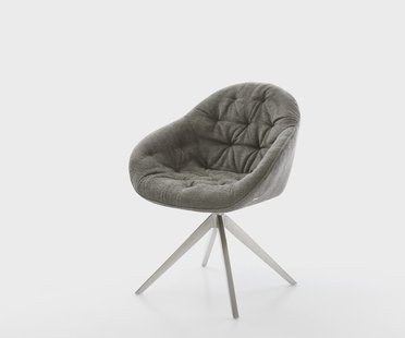 DELIFE Draaistoel Gaio-Flex bouclé zacht mud kruisframe breed roestvrij staal 360° draaibaar rocker-functie