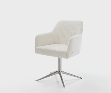 DELIFE Draaistoel Greg-Flex bouclé zacht beige kruispoot roestvrij staal 360° draaibaar rocker-functie pocketveer kern