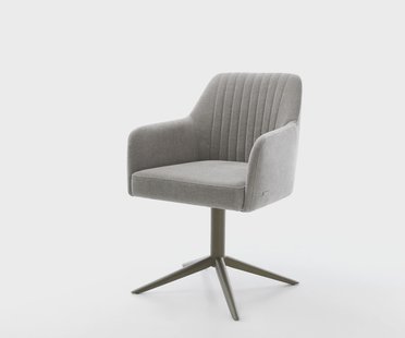 DELIFE Draaistoel Greg-Flex zachte stof met structuur grijs kruispoot afwerking met titanium 360° draaibaar rocker-functie pocketveer kern