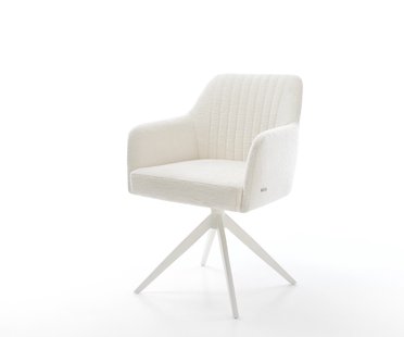 DELIFE Draaistoel Greg-Flex bouclé zacht beige kruisframe breed wit 360° draaibaar rocker-functie pocketveer kern