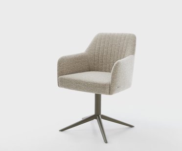 DELIFE Draaistoel Greg-Flex geweven stof beige kruispoot afwerking met titanium 360° draaibaar rocker-functie pocketveer kern