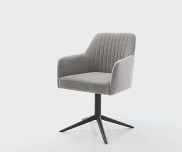 DELIFE Draaistoel Greg-Flex zachte stof met structuur grijs kruispoot zwart 360° draaibaar rocker-functie pocketveer kern