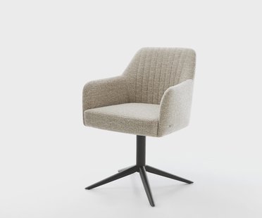 DELIFE Draaistoel Greg-Flex geweven stof beige kruispoot zwart 360° draaibaar rocker-functie pocketveer kern