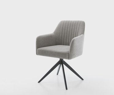 DELIFE Draaistoel Greg-Flex zachte stof met structuur grijs kruisframe breed zwart 360° draaibaar rocker-functie pocketveer kern