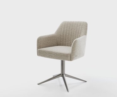 DELIFE Draaistoel Greg-Flex geweven stof beige kruispoot grafiet 360° draaibaar rocker-functie pocketveer kern