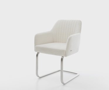 DELIFE Sledemodel Greg-Flex bouclé zacht beige sledemodel vlak roestvrij staal pocketveer kern