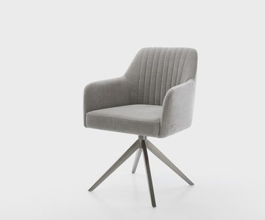 DELIFE Draaistoel Greg-Flex zachte stof met structuur grijs kruisframe breed grafiet 360° draaibaar rocker-functie pocketveer kern