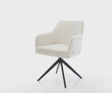 DELIFE Draaistoel Greg-Flex bouclé zacht beige kruisframe breed zwart 360° draaibaar rocker-functie pocketveer kern