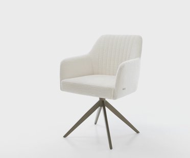 DELIFE Draaistoel Greg-Flex bouclé zacht beige kruisframe breed afwerking met titanium 360° draaibaar rocker-functie pocketveer kern