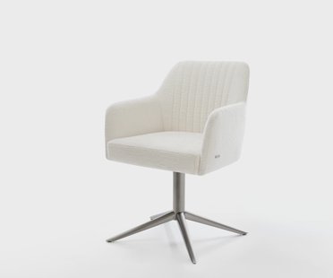 DELIFE Draaistoel Greg-Flex bouclé zacht beige kruispoot grafiet 360° draaibaar rocker-functie pocketveer kern