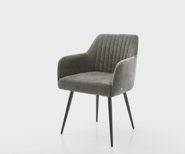 DELIFE Eetkamerstoel Greg-Flex bouclé zacht mud 4-poot conisch zwart pocketveer kern