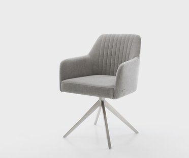 DELIFE Draaistoel Greg-Flex zachte stof met structuur grijs kruisframe breed roestvrij staal 360° draaibaar rocker-functie pocketveer kern