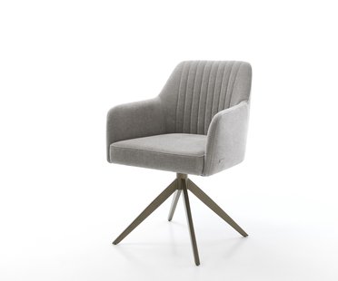 DELIFE Draaistoel Greg-Flex zachte stof met structuur grijs kruisframe breed afwerking met titanium 360° draaibaar rocker-functie pocketveer kern