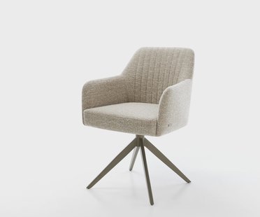 DELIFE Draaistoel Greg-Flex geweven stof beige kruisframe breed afwerking met titanium 360° draaibaar rocker-functie pocketveer kern