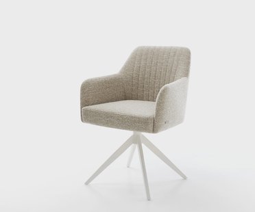 DELIFE Draaistoel Greg-Flex geweven stof beige kruisframe breed wit 360° draaibaar rocker-functie pocketveer kern