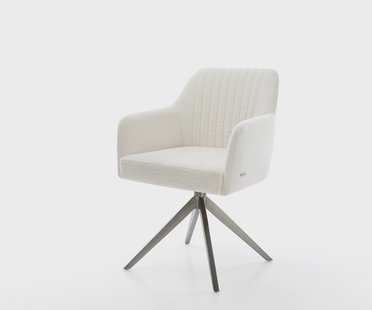 DELIFE Draaistoel Greg-Flex bouclé zacht beige kruisframe breed grafiet 360° draaibaar rocker-functie pocketveer kern