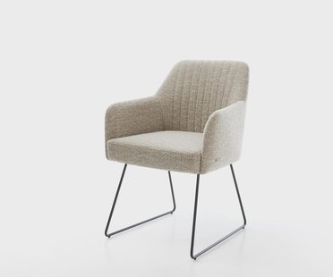 DELIFE Eetkamerstoel Greg-Flex geweven stof beige slipframe zwart pocketveer kern