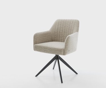 DELIFE Draaistoel Greg-Flex geweven stof beige kruisframe breed zwart 360° draaibaar rocker-functie pocketveer kern