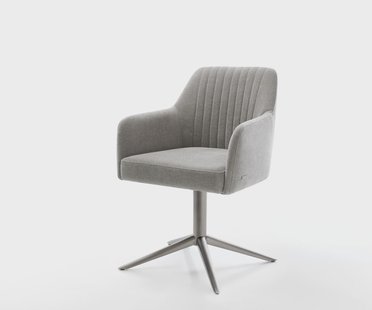 DELIFE Draaistoel Greg-Flex zachte stof met structuur grijs kruispoot grafiet 360° draaibaar rocker-functie pocketveer kern